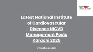 Latest National Institute of Cardiovascular Diseases NICVD Management Posts Karachi 2025
