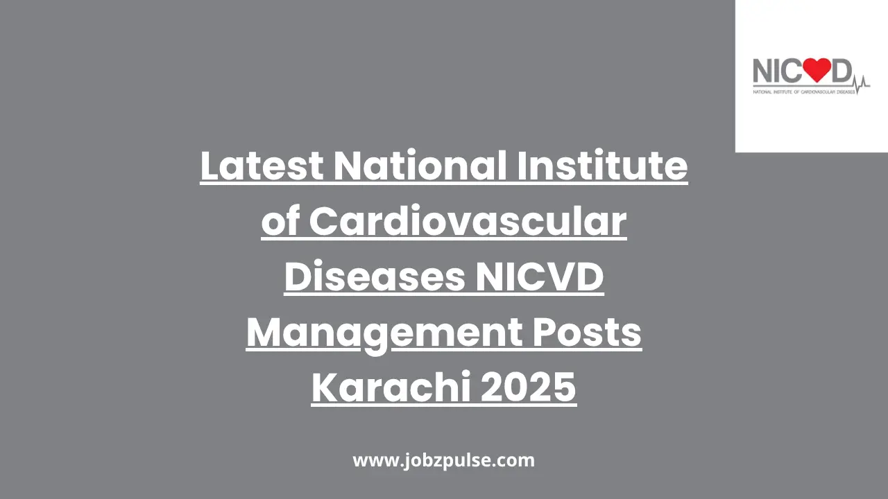 Latest National Institute of Cardiovascular Diseases NICVD Management Posts Karachi 2025